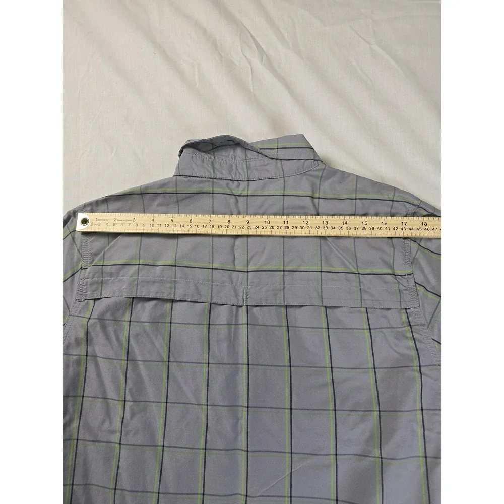 The North Face Shirt Mens Large Gray Plaid Long Sleeve Button Up Vented‎ Back
